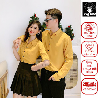 Áo Sơ Mi Cặp Fig Tree Màu Vàng Siêu Hot