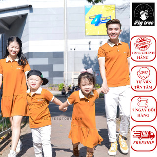 Đồng phục gia đình thun polo fig tree màu cam đất nhã nhặn sang trọng đủ size kèm hình cận cảnh