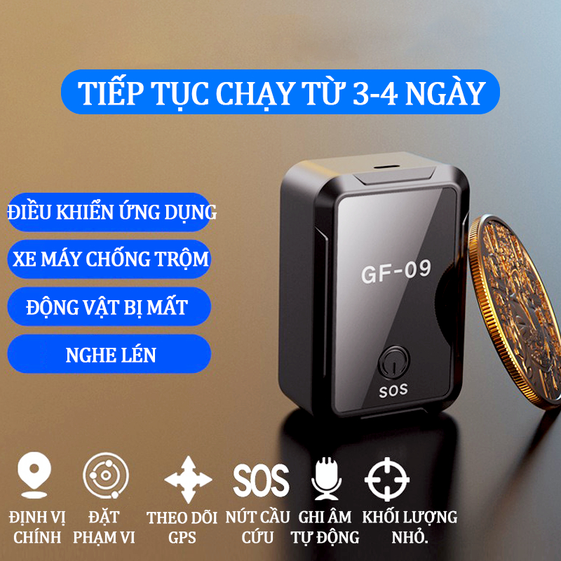 Định vị ô tô không dâyGF-09, Định Vị Theo Dõi Xe Máy, Ô tô GPS - Thiết bị định vị Dùng PIN Không Cần Lắp Đặt, Dễ Sử Dụng