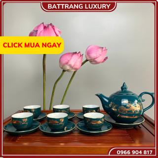 Bộ Ấm Chén Uống Trà, Bộ Ấm Chén Bát Tràng Cao Cấp - Mộc Hương Giang