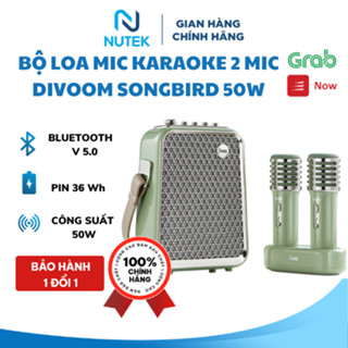 Bộ Loa Karaoke 2 Mic Bluetooth Divoom SongBird, Công Suất Lớn 50W, Thời Gian Nghe Nhạc Lên Đến 8 Giờ