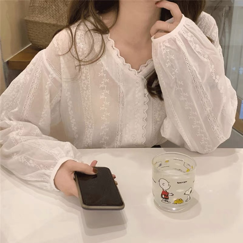 Áo sơ mi trắng dáng babydoll phong cách hàn quốc M33