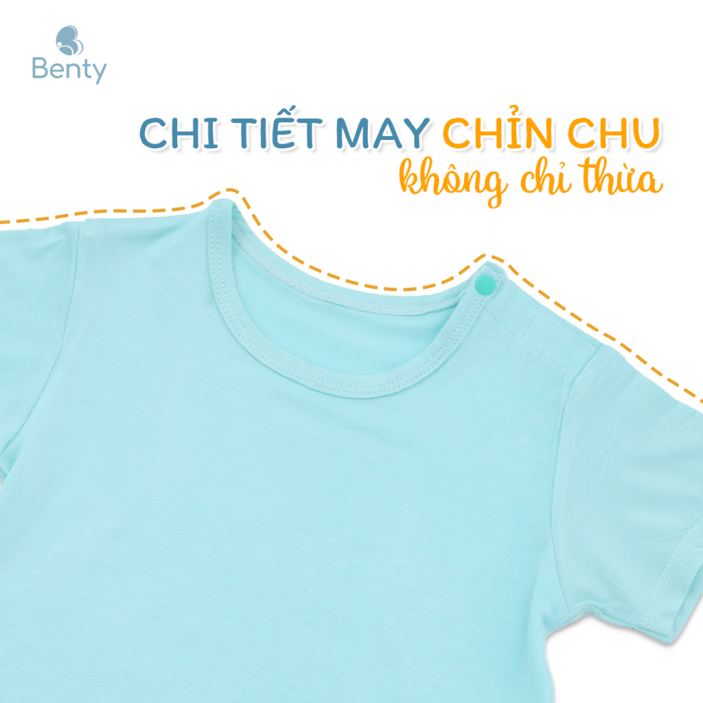 Bộ cộc tay cài vai trơn basic cotton cao cấp BENTY, quần áo trẻ em mềm mịn bé trai, bé gái