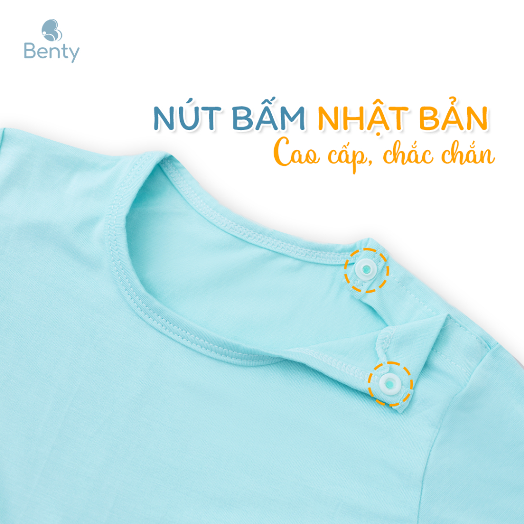 Bộ cộc tay cài vai trơn basic cotton cao cấp BENTY, quần áo trẻ em mềm mịn bé trai, bé gái