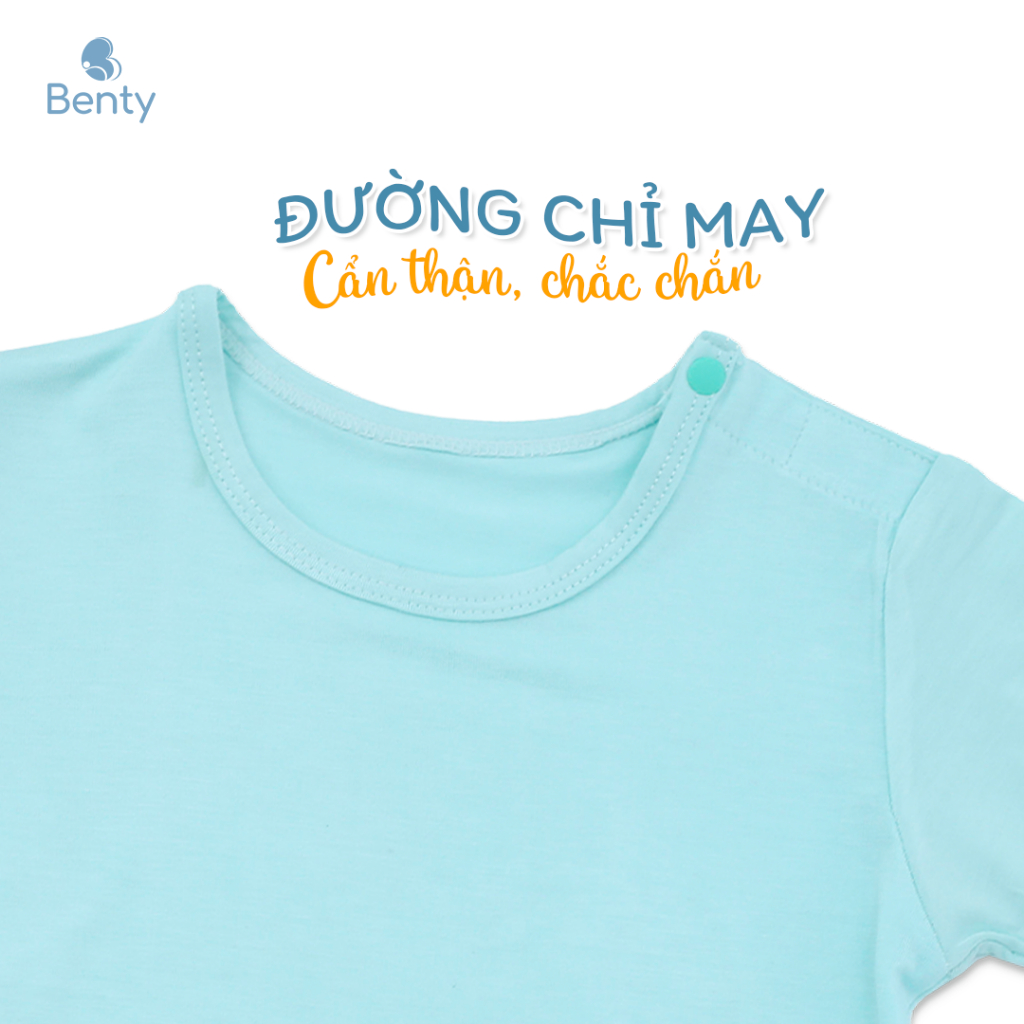 Bộ cộc tay cài vai trơn basic cotton cao cấp BENTY, quần áo trẻ em mềm mịn bé trai, bé gái