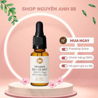 Vitamin D3+K2 MK7 20ml 🔥𝐍𝐄𝐖🔥 chính hãng Sunday natural nội địa Đức shopnguyenanh88