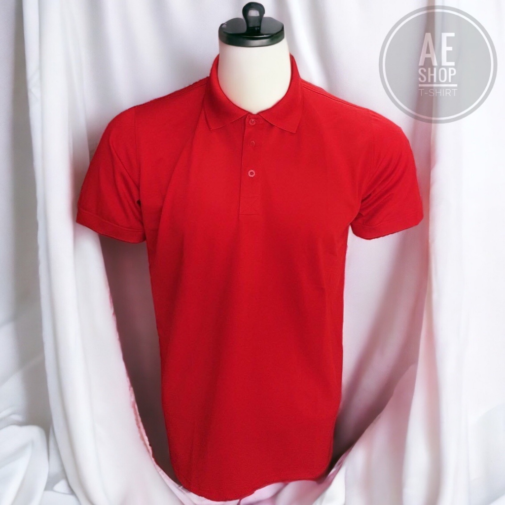 Áo thun polo nam trơn màu đỏ kiểu áo cổ bẻ