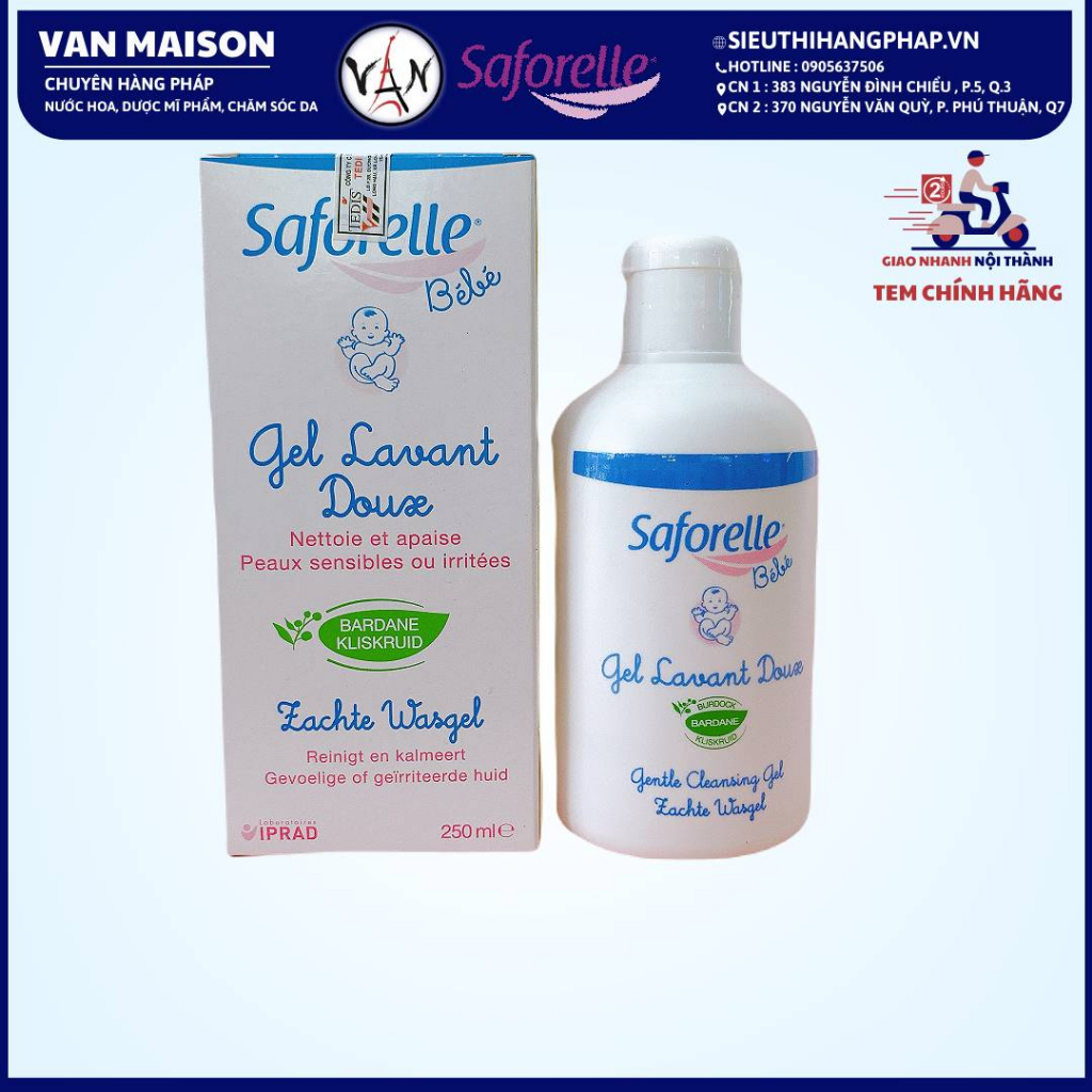 Sữa tắm saforelle bebe cho trẻ từ 0 tháng dịu nhẹ dành cho da nhạy cảm 250ml
