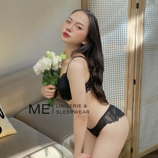 Set đồ lót ALMIRA ren gợi cảm đen mát lạnh mùa hè không gọng không đệm mút 2 lớp có khe thêm mút thiết kế Melingerie