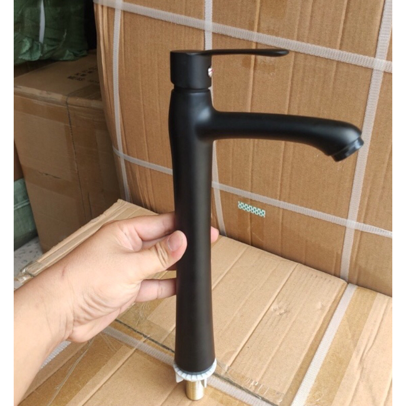 Vòi Rửa Mặt Lavabo Lạnh đen 100% inox VÒI LA ĐIẾU 20cm đặt trên thành lavabo đảm bảo không rỉ sét