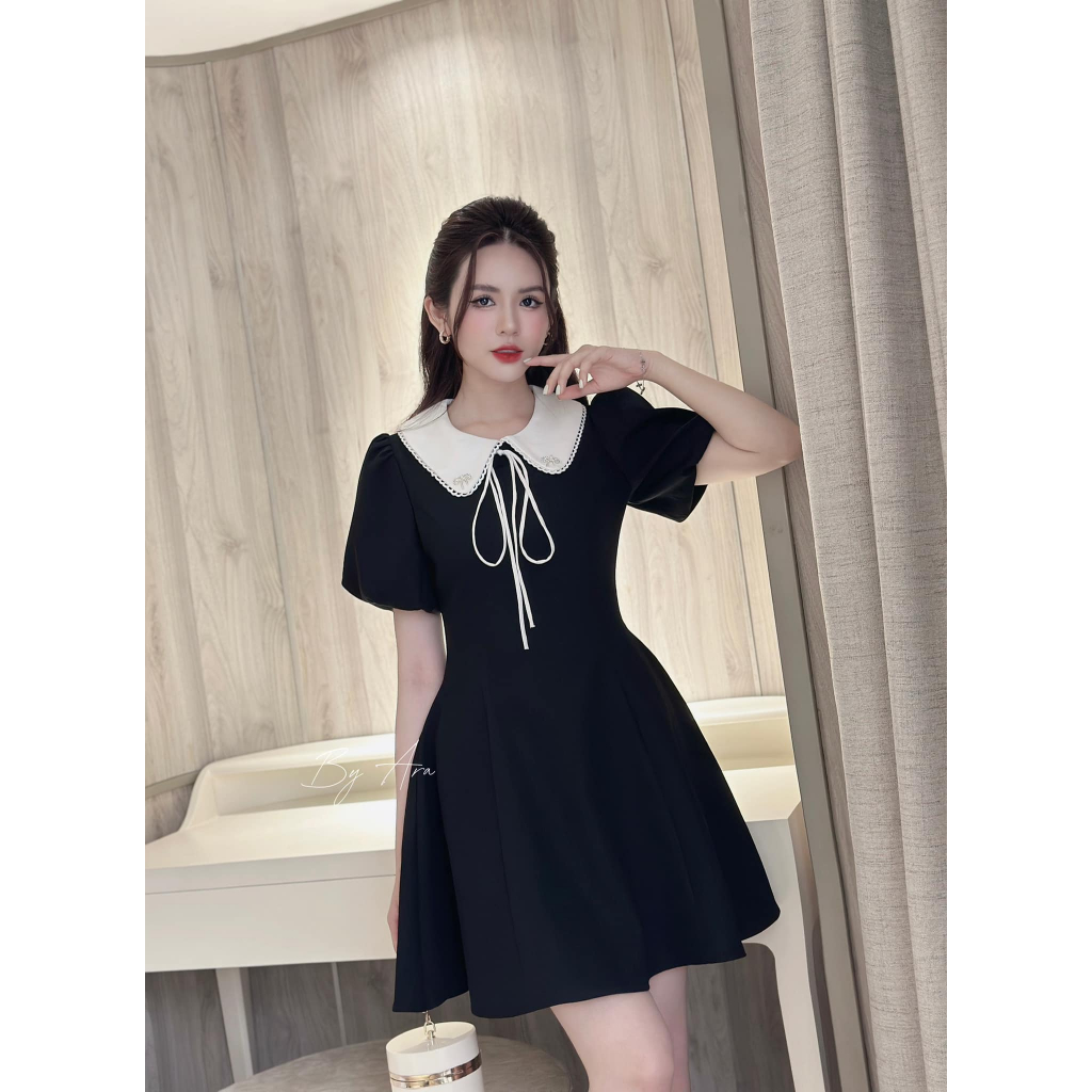 Váy đầm xòe tiểu thư cổ nơ thiết kế Ara V02