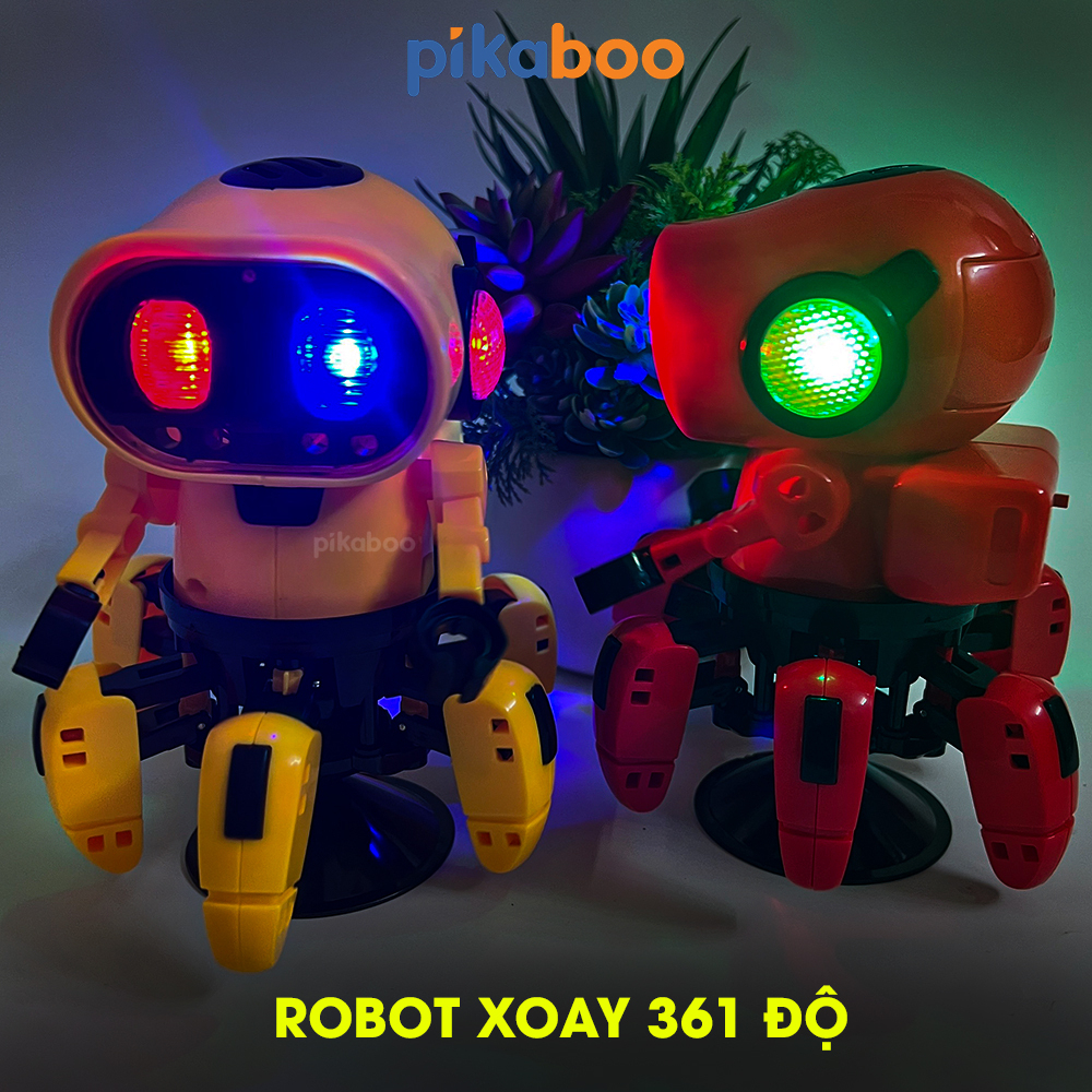 Robot vũ trụ 6 chân cao cấp mới lạ Pikaboo có đèn led hấp dẫn chất liệu nhựa an toàn