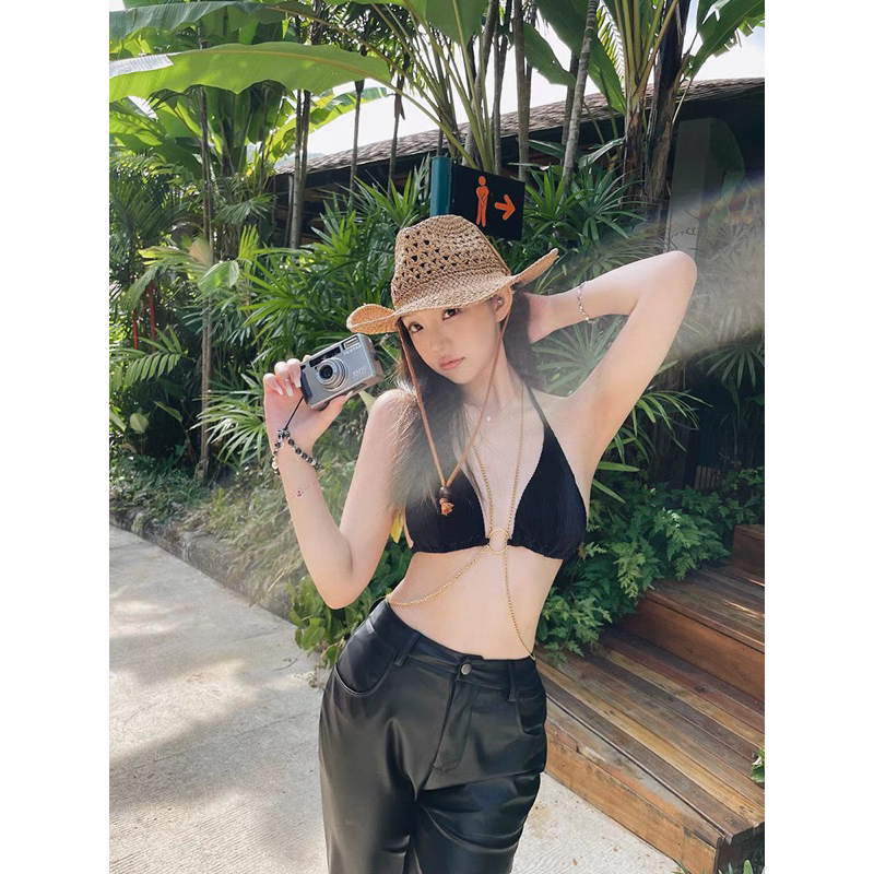 ND1 - <CÓ BIGSIZE> Bikini Cao Cấp Dây Móc Xích Kim Loại Kèm Váy Choàng Vạt Buộc Gợi Cảm