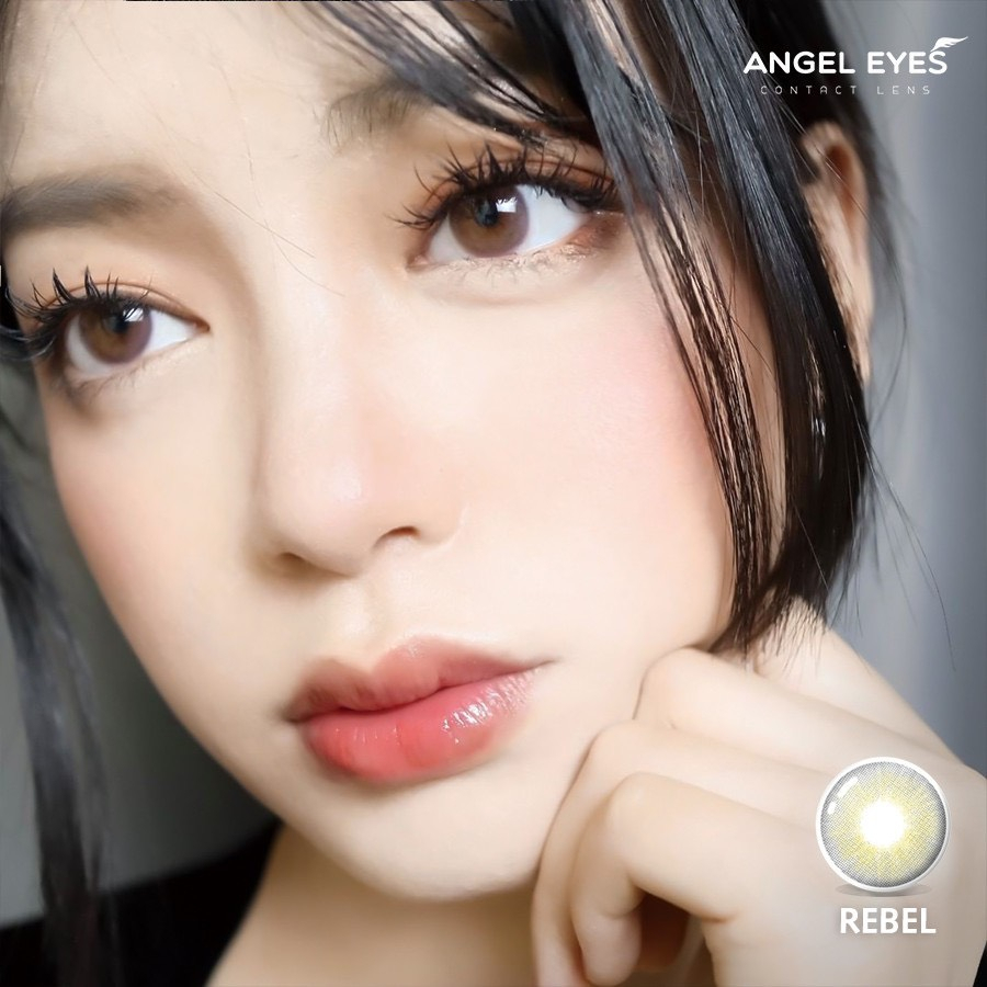 Lens xám tự nhiên Angel Eyes Rebel chất liệu Silicone Hydrogel Gdia 13.5mm có độ từ 0-6