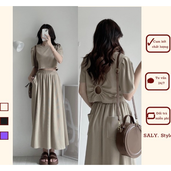 Set áo tay phồng kèm chân váy dai Saly Setchuncatout105_P6K2
