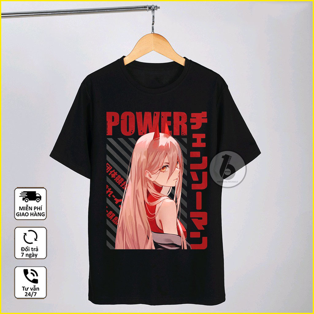 Áo Chainsaw Man , Áo Anime in hình Power, Denji, Pochita, Makima mẫu mới, chất vải co giãn 4 chiều