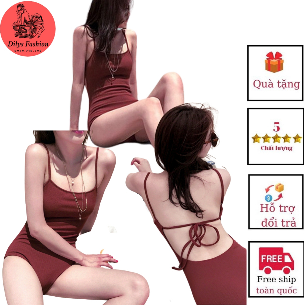 Bikini 1 mảnh đi biển DILYSFASHION ĐB02, Đồ bơi nữ liền thân phong cách hàn quốc 2 dây classic trẻ trung, hiện đại