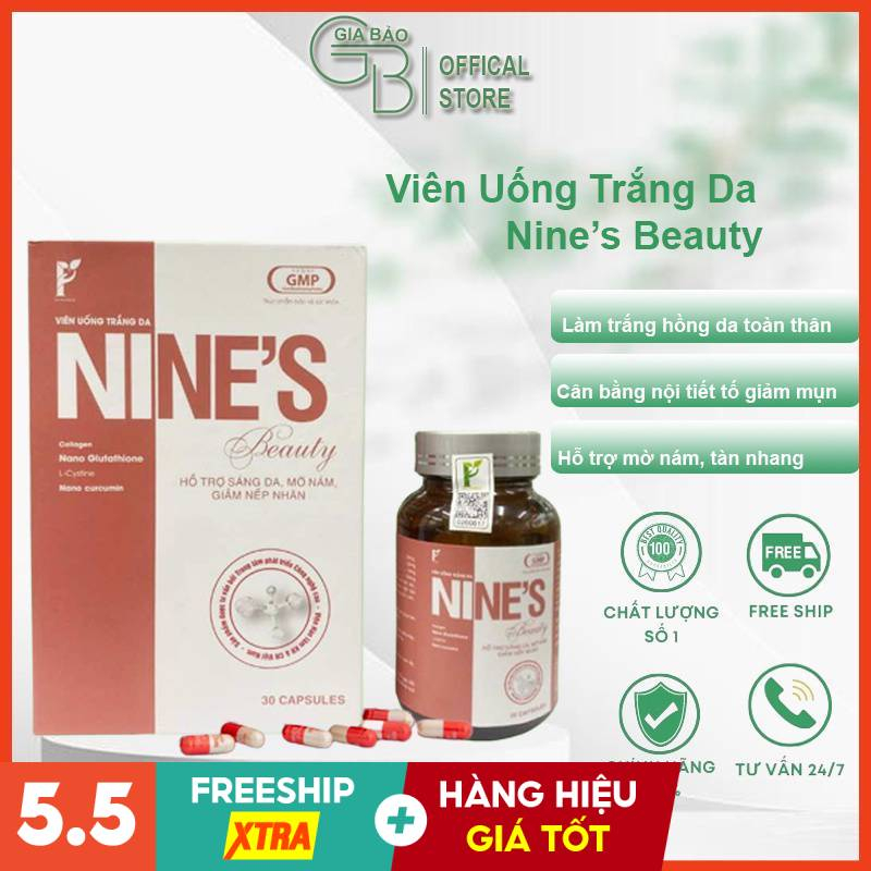 Nines Beauty Viên Uống Trắng Da Mờ Nám 9 Ngày Đẹp Hộp 30 Viên