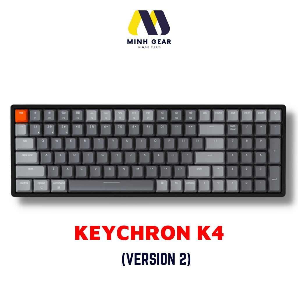 Bàn Phím Cơ Keychron K4V2 - Nhôm Led RGB - Gateron Switch - Hot Swap