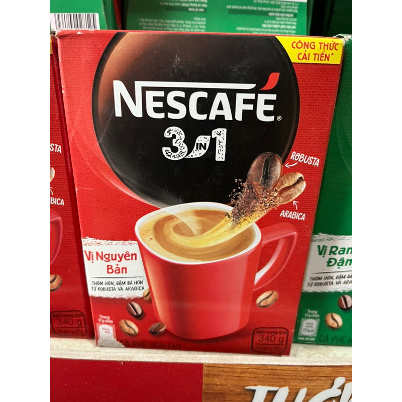 cà phê hòa tan Nescafé 3in1 vị nguyên bản - công thức cải tiến (Hộp 15 gói x 17g)