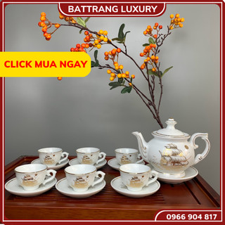 Bộ ấm chén uống trà, bộ ấm chén bát tràng cao cấp - phú quý hanh thông