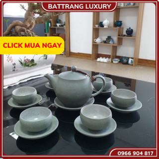 Bộ Ấm Chén Uống Trà, Bộ Ấm Chén Bát Tràng Cao Cấp - Hồng Sa Thạch Nguyên Mộc