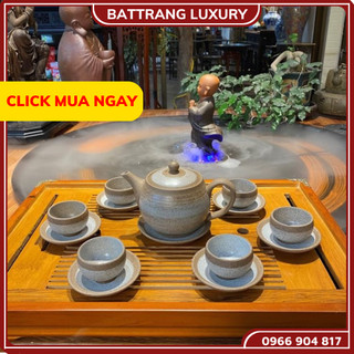 Bộ Ấm Chén Uống Trà, Bộ Ấm Chén Bát Tràng Cao Cấp - Hồng Sa Tinh Vân