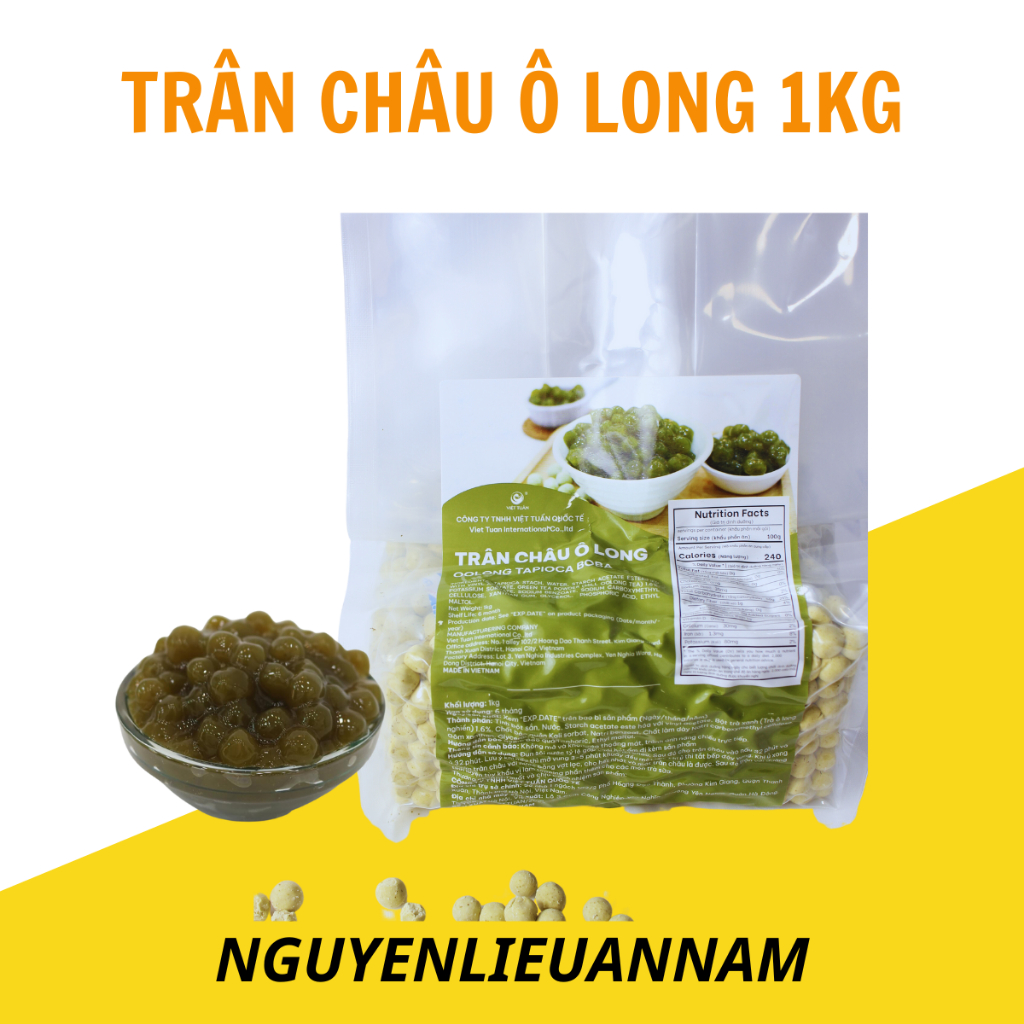Trân châu OLONG gói 1kg, topping hot cho các chủ quán, dẻo dai, thơm ngon