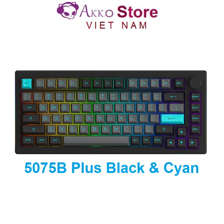 Bàn phím cơ AKKO 5075B Plus Black & Cyan