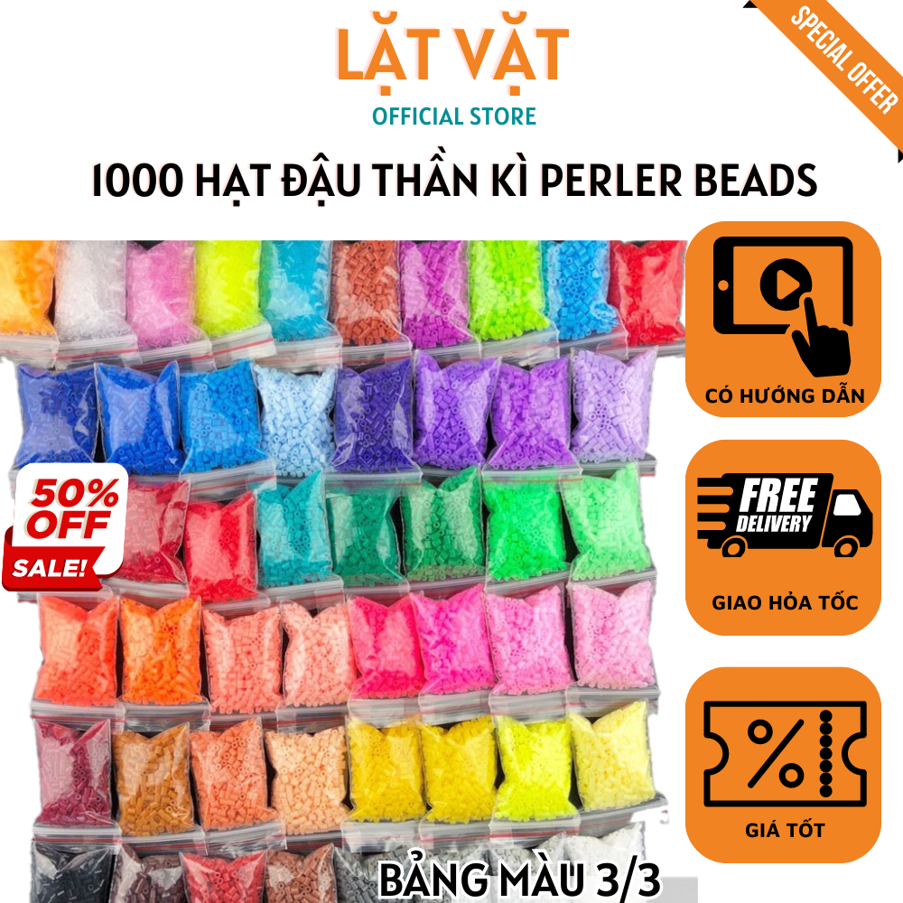 1000 hạt đậu thần kỳ 5MM - Hạt nhựa đồ chơi 5mm , Hama Beads, Tranh Pixel,Perler beads để xếp hạt ủi