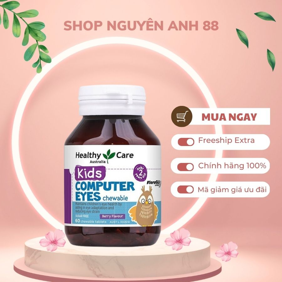 Viên Nhai Bổ Mắt Cho Bé Healthy Care Kids Computer Eyes Hộp 60 viên- Viên Uống Bảo vệ Mắt Cho bé Từ 2 Tuổi