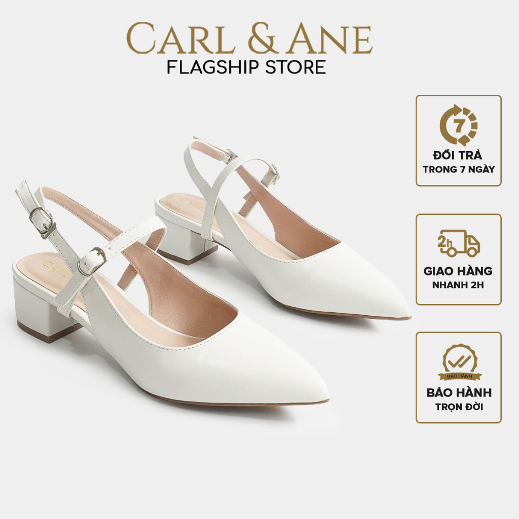 Carl & Ane - Giày cao gót mũi nhọn kiểu dáng thanh lịch cao 3,5cm màu trắng - CL023