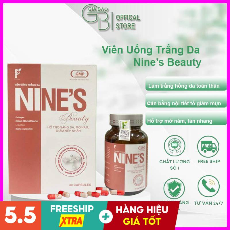 Nines Beauty Viên Uống Trắng Da Mờ Nám Hộp 30 Viên Hàng Chính Hãng