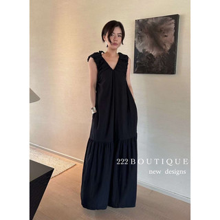 Váy oni lụa xát nách chun cổ 07518