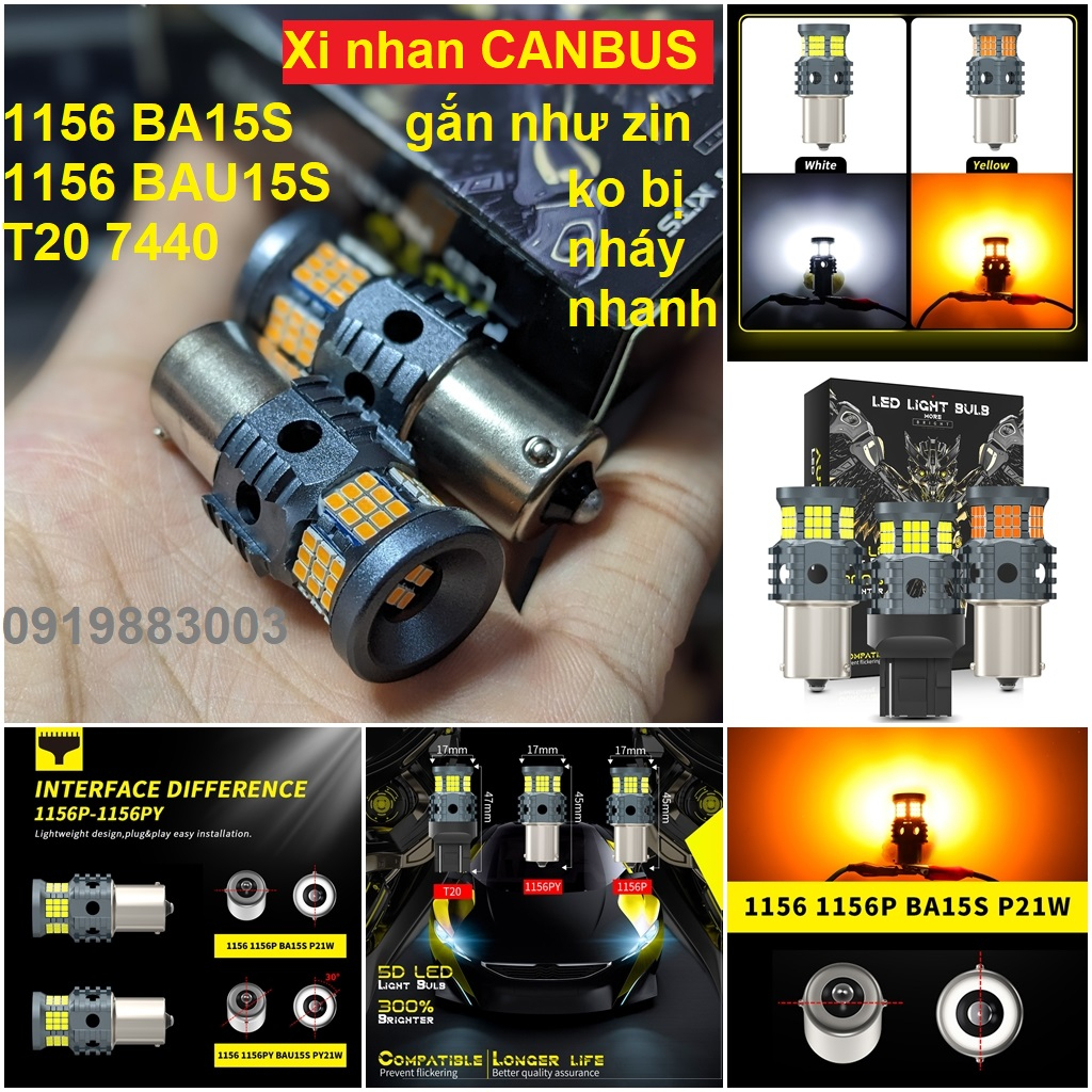 Giải mã chống nhấp nháy Canbus 1156 1157 7440 set 2 bóng đèn xi nhan xe hơi đèn tín hiệu đuôi đèn led xe hơi