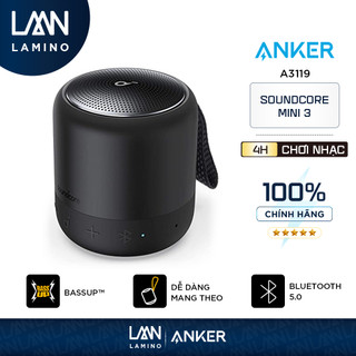Loa Bluetooth SoundCore Mini 3 công suất 6W nhỏ gọn, có quai xách mang đi - A3119
