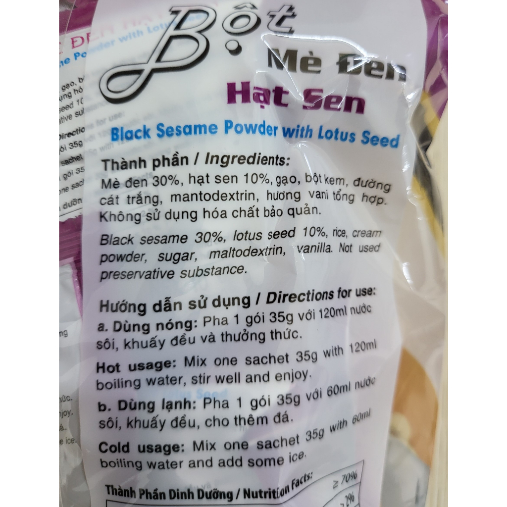 BỘT MÈ ĐEN HẠT SEN BÍCH CHI Black Sesame Powder with Lotus Seed