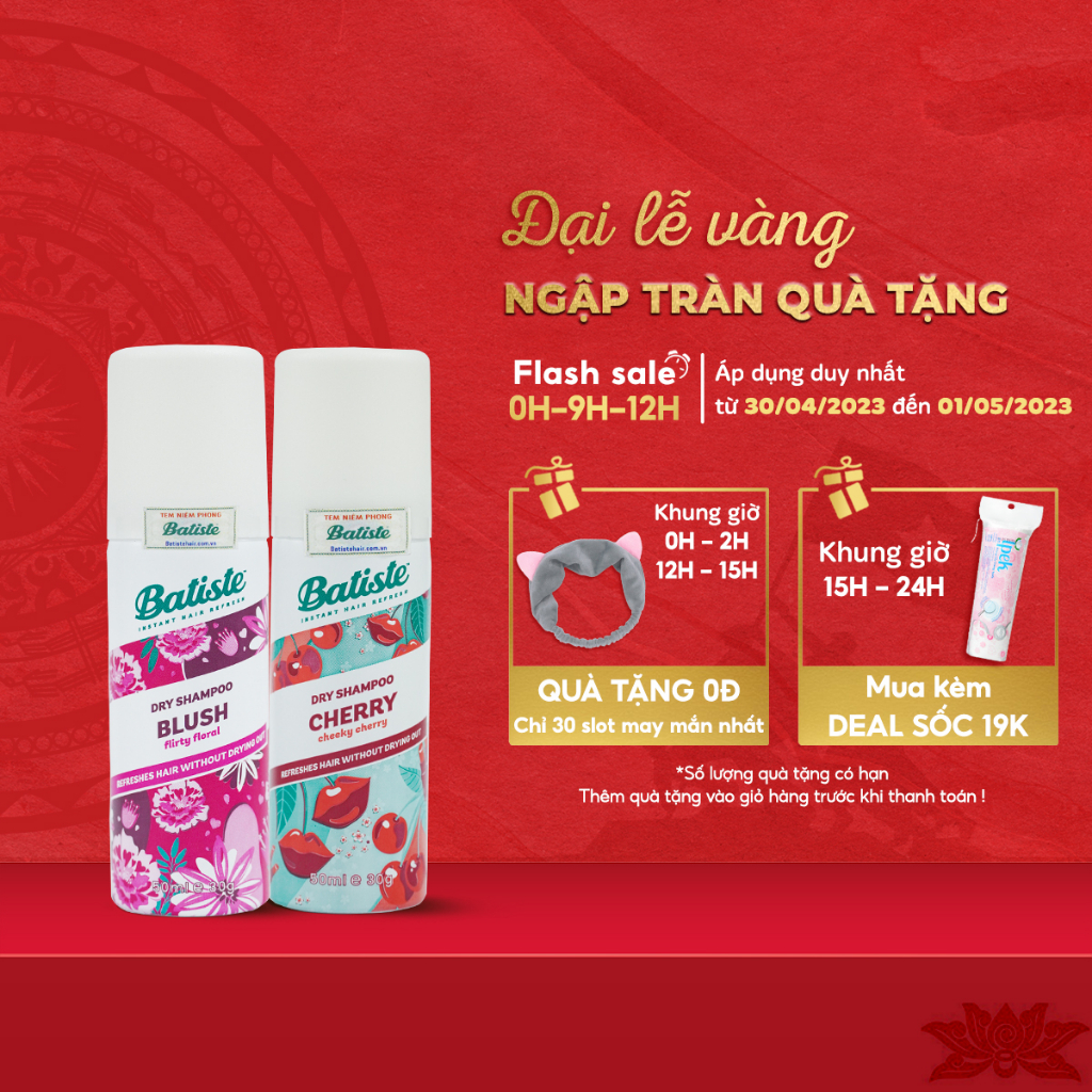 Dầu Gội Khô Batiste Dry Shampoo 50ml Hết Ngứa, Hết Bết Dính Tóc Bồng Bềnh Bóng Mượt Tức Khắc