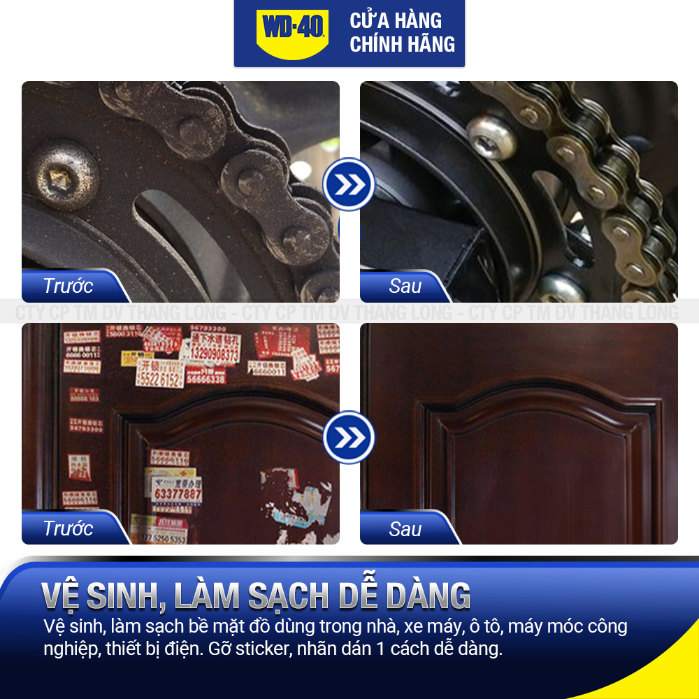 Chai Xịt Tẩy Rỉ Sét WD 40 Dầu Chống Rỉ Bôi Trơn Vệ Sinh Làm Sạch Đa Năng Bảo Dưỡng Xe Chính Hãng 412ml