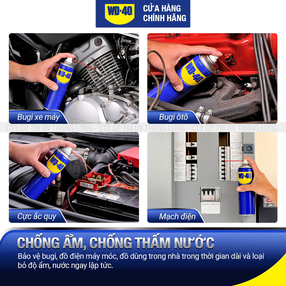 Chai Xịt Tẩy Rỉ Sét WD 40 Dầu Chống Rỉ Bôi Trơn Vệ Sinh Làm Sạch Đa Năng Bảo Dưỡng Xe Chính Hãng 412ml