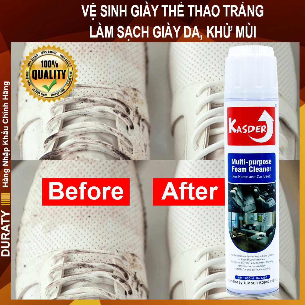 Chai Vệ Sinh Giày - Tẩy Rửa Giày - Làm Sạch Túi Xách, Ví, Thắt Lưng, Sofa, Ghế Da - Lọ Lớn Dạng Bọt - Kasder [DURATY]