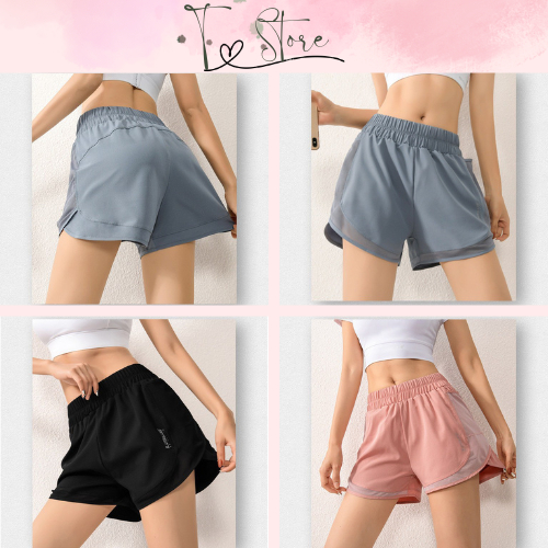 Quần Short Tập GYM Nữ, Đạp Xe, Thể Thao Vải Gió 2 Lớp Co Giãn Thoải Mái (QT6)