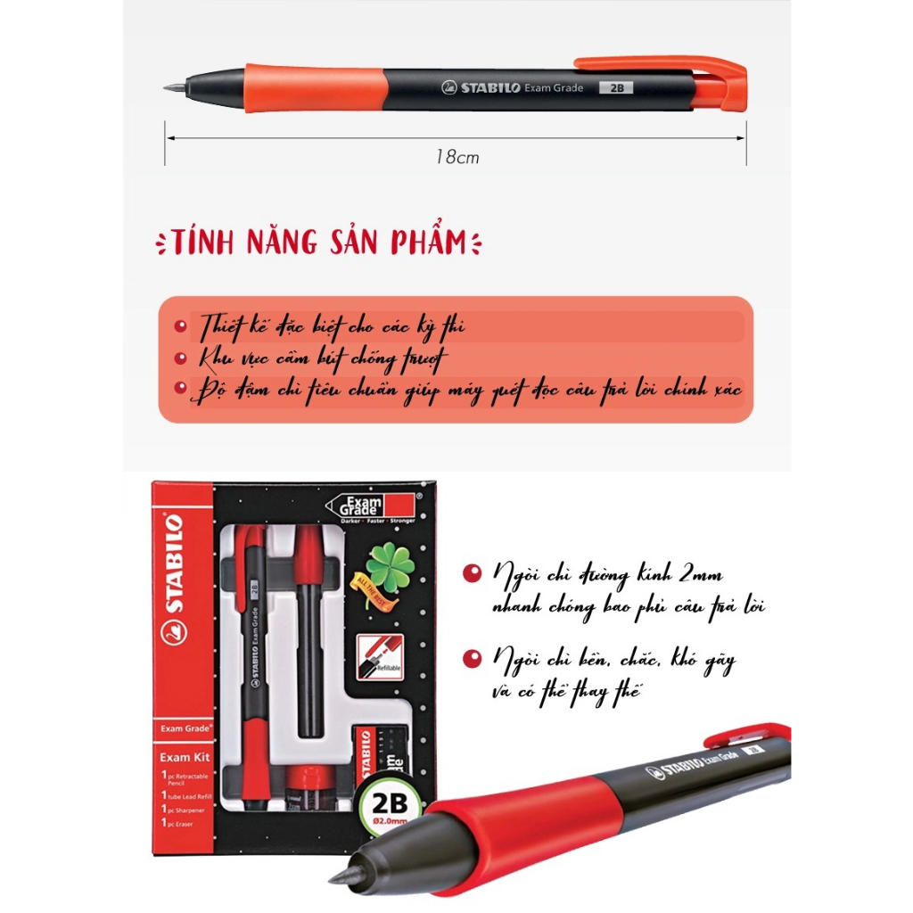 Bút chì bấm STABILO Exam Grade 9883 2.0mm THEARTSHOP