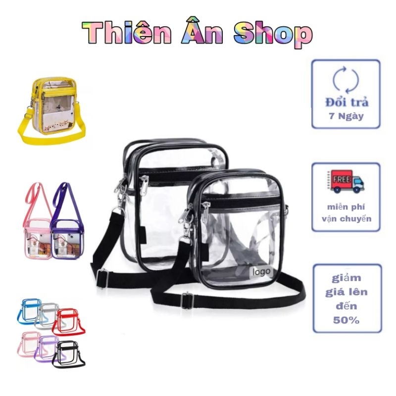 túi đeo chéo trong suốt 2 ngăn dây kéo mặt trước combo 2 túi TA120