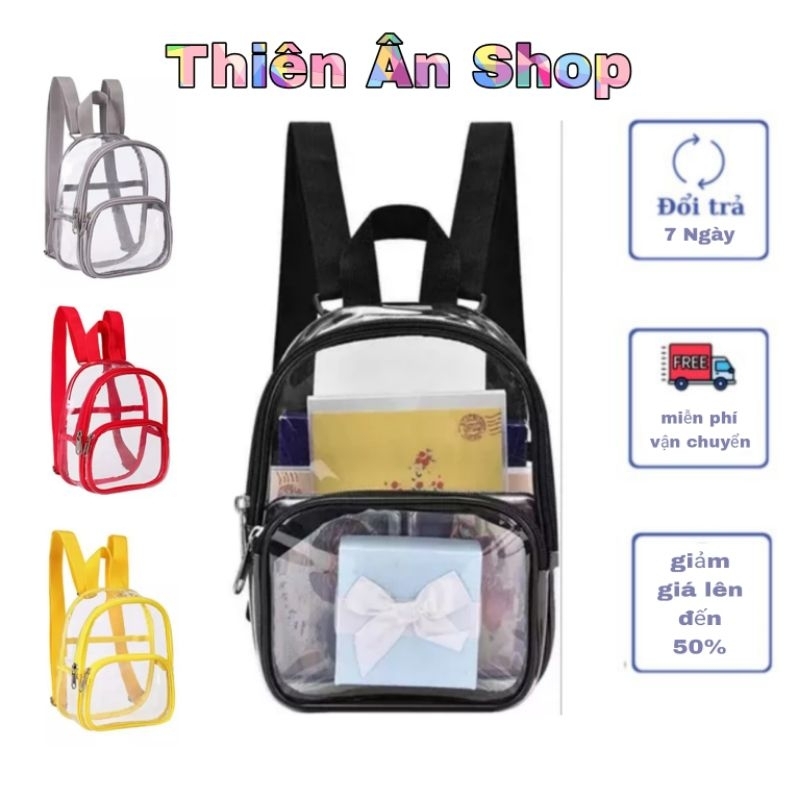 balo trong suốt thời trang màu đen cá tính size nhỏ hợp thời trang TA119