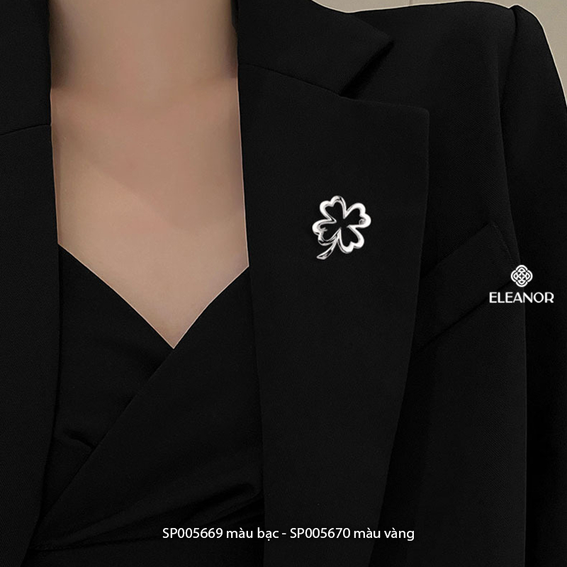 Ghim cài áo nam nữ Eleanor Accessories hình cỏ bốn lá phụ kiện thời trang 5669