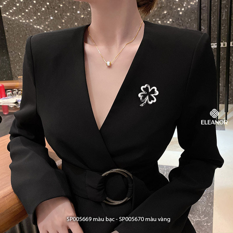 Ghim cài áo nam nữ Eleanor Accessories hình cỏ bốn lá phụ kiện thời trang 5669