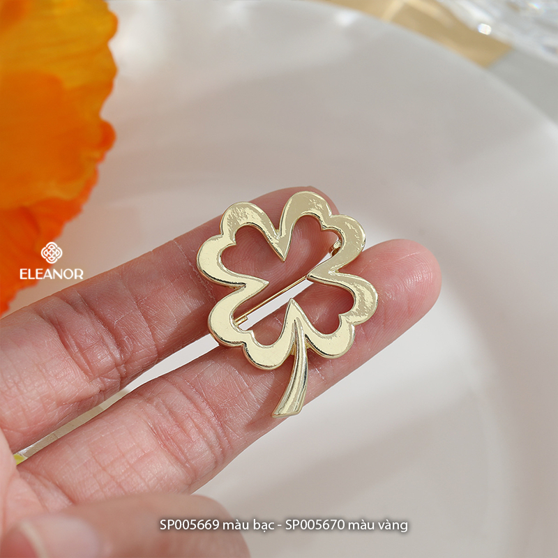 Ghim cài áo nam nữ Eleanor Accessories hình cỏ bốn lá phụ kiện thời trang 5669