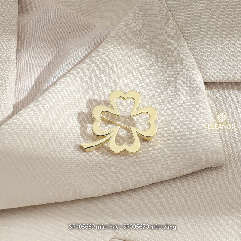 Ghim cài áo nam nữ Eleanor Accessories hình cỏ bốn lá phụ kiện thời trang 5669