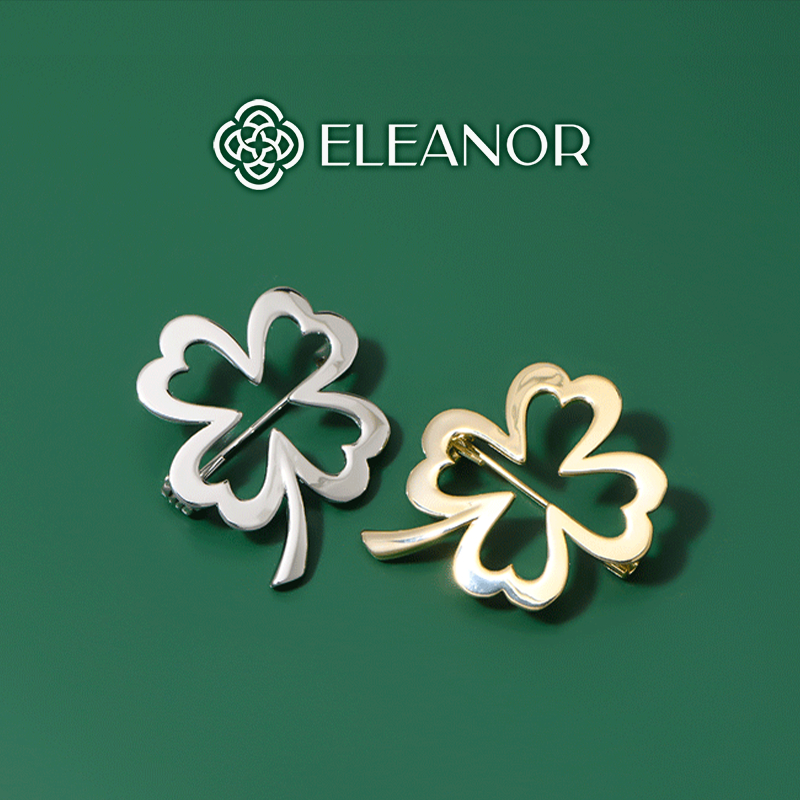 Ghim cài áo nam nữ Eleanor Accessories hình cỏ bốn lá phụ kiện thời trang 5669